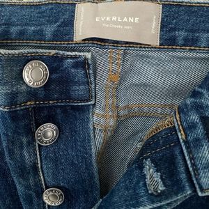 Barely worn Everlane cheeky jean - straight leg, medium wash + a button fly